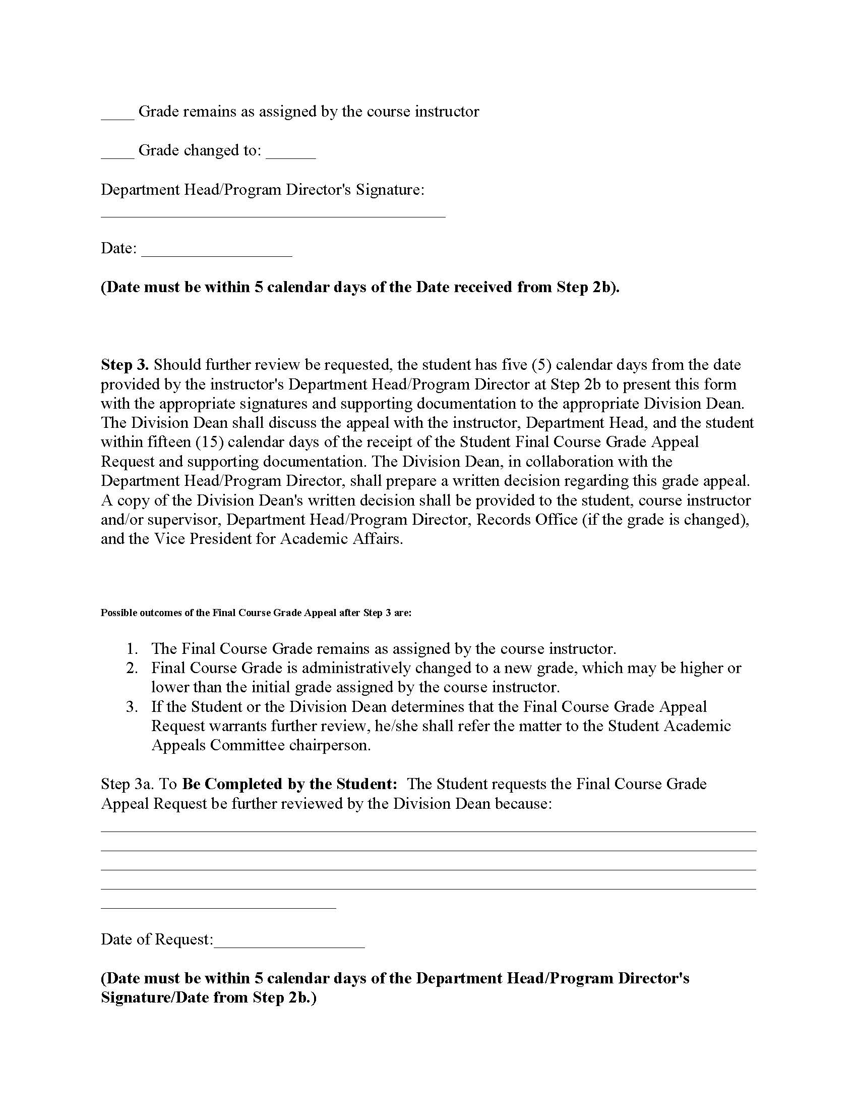 Student Final Course Grade Appeal Request page 4 of 7 